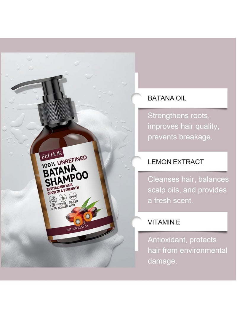 Batana Oil & Rosemary Shampoo for Hair Growth, Strengthening & Regrowth Formula for Men & Women, Reduces Hair Loss, Promotes Thicker Hair, Suitable for All Hair Types, 3.53 Fl Oz