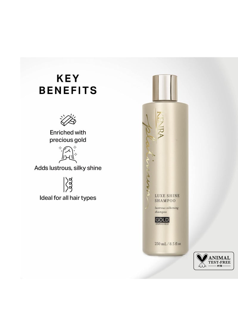 Kenra Platinum Luxe Shine Shampoo | Gold Enriched | Lustrous Silkening Shampoo | Transforms Dull And Lifeless Strands To Glamorous And Full-Bodied Hair | All Hair Types | 8.5 fl. Oz