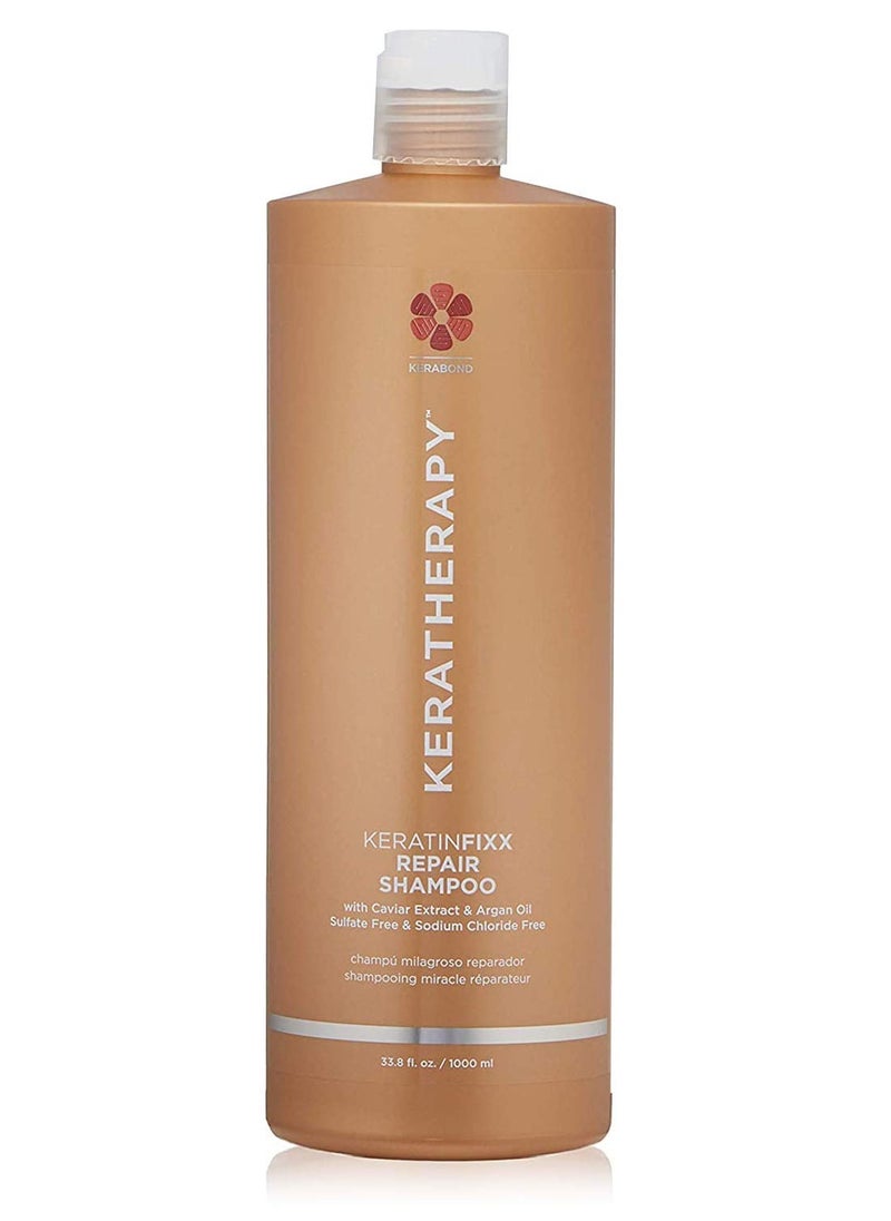 KERATHERAPY Keratin Infused KeratinFIXX Repair Shampoo, 33.8 fl. oz., 1000 ml - Repair Shampoo for Dry, Damaged or Frizzy Hair with Caviar Extract, Argan Oil & Kerabond Technology to Repair Breakage