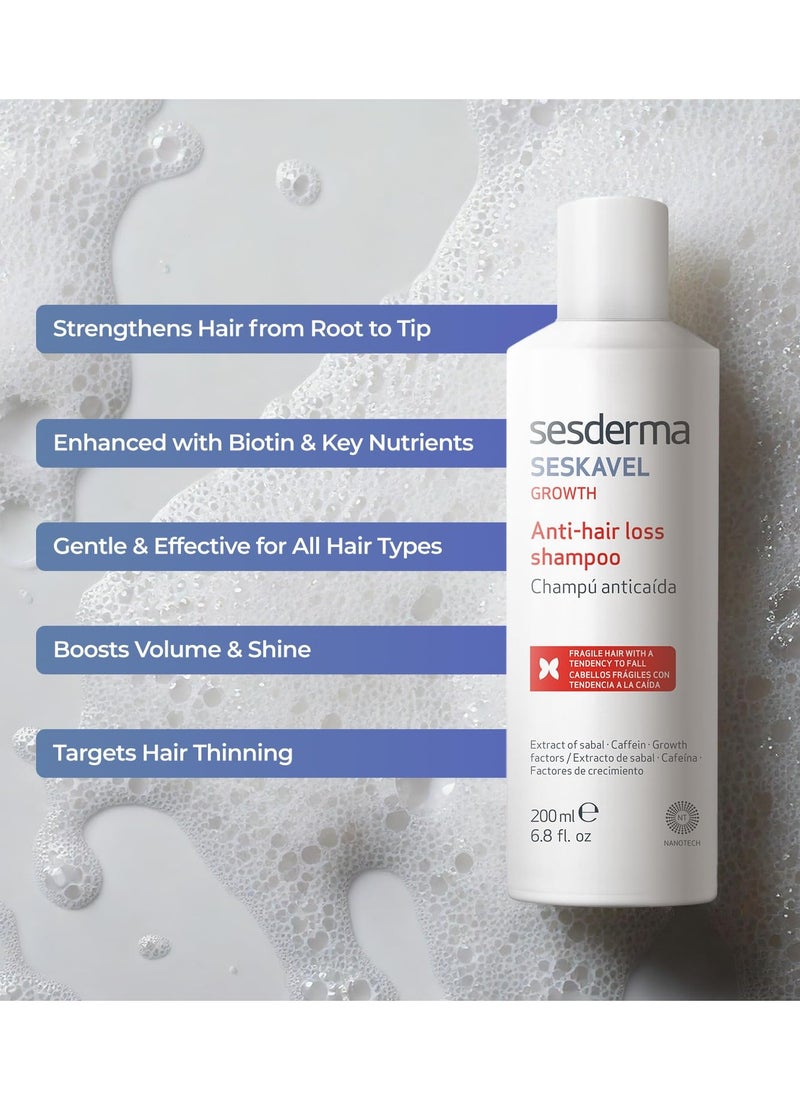 Sesderma SESKAVEL Strengthening Hair Shampoo for Thinning and Fragile Hair 6.8 fl. Oz