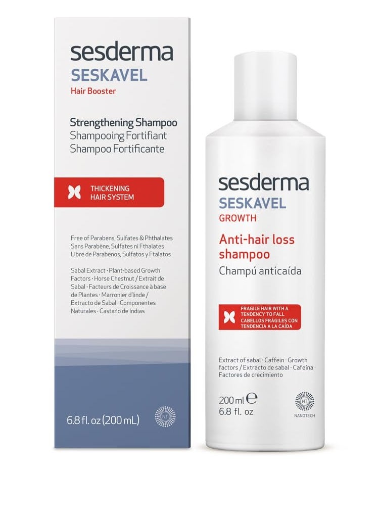 Sesderma SESKAVEL Strengthening Hair Shampoo for Thinning and Fragile Hair 6.8 fl. Oz