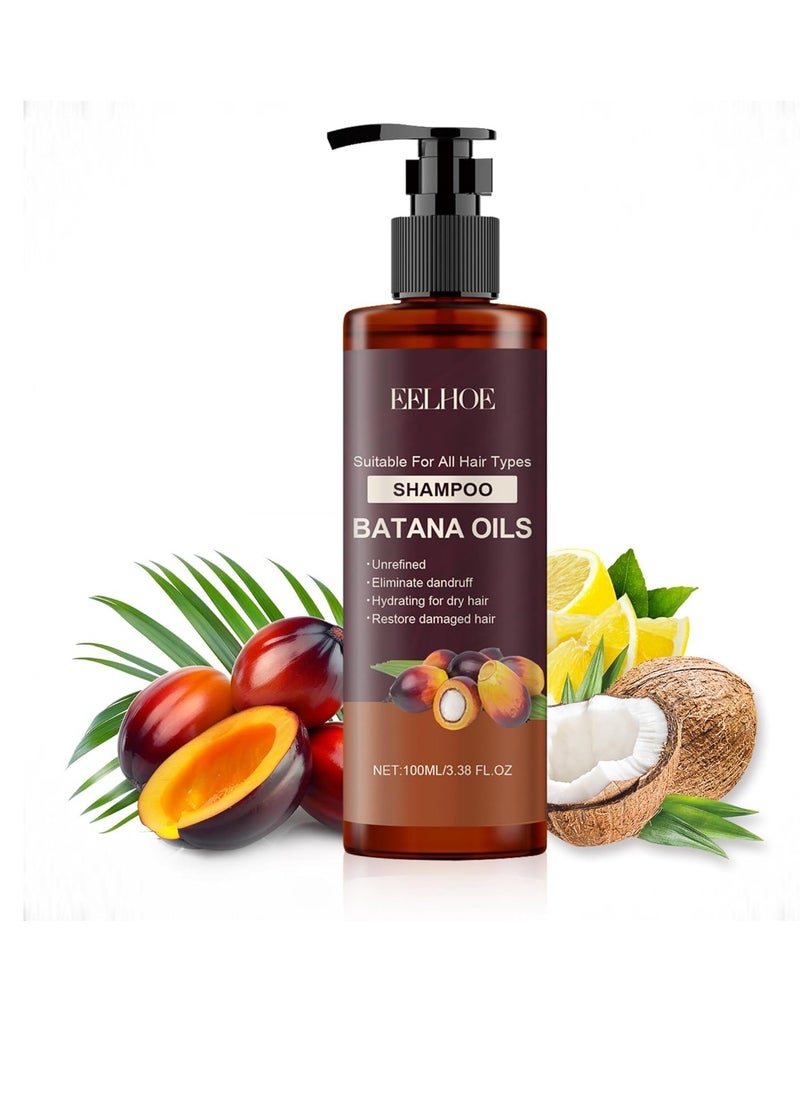 Batana Oil Shampoo, Batana Shampoo for Hair Growth, Natural Hair Loss Shampoo for Thinning Hair, Suitable for All Hair Types, Strengthening and Regrowth Formula, 3.38 Fl. Oz