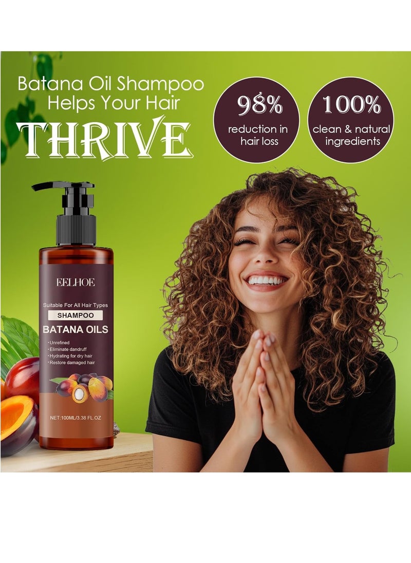 Batana Oil Shampoo, Batana Shampoo for Hair Growth, Natural Hair Loss Shampoo for Thinning Hair, Suitable for All Hair Types, Strengthening and Regrowth Formula, 3.38 Fl. Oz