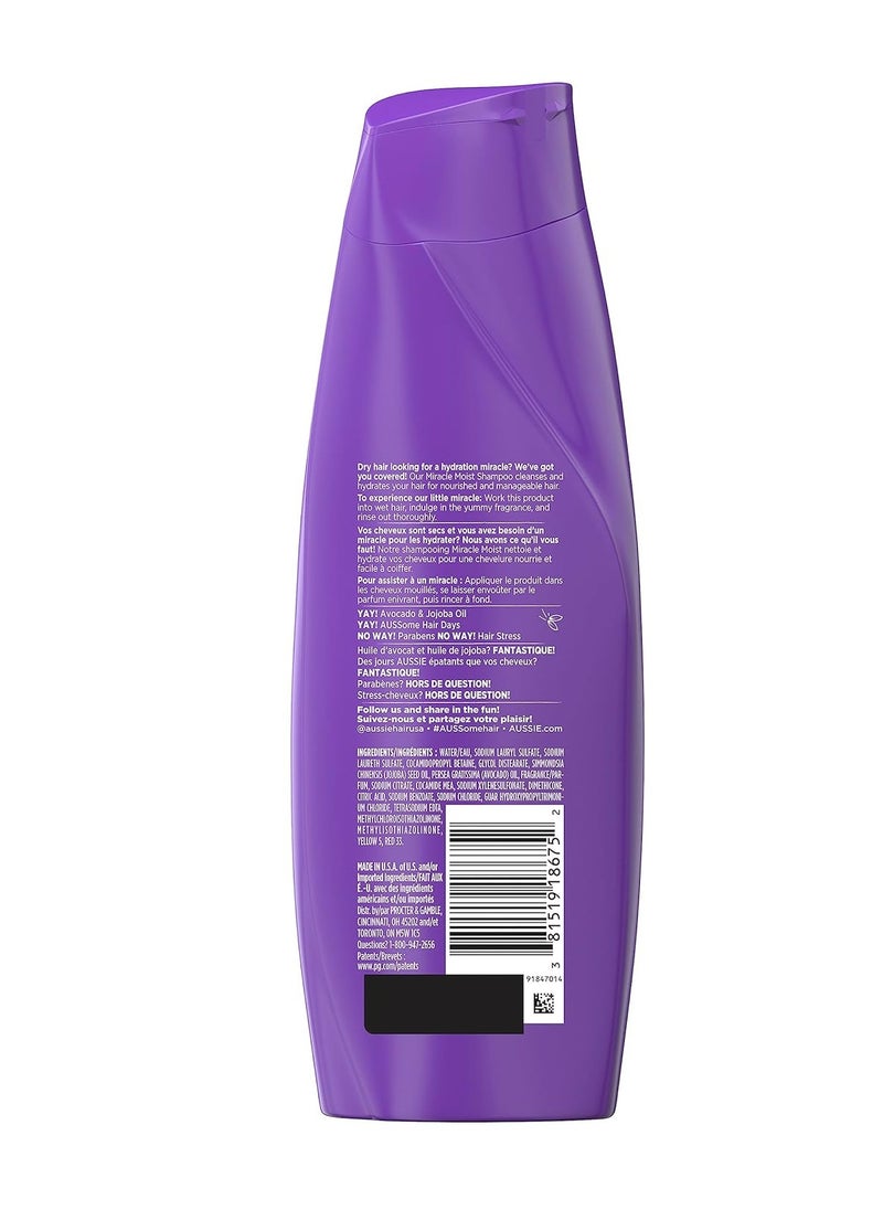 Aussie For Dry Hair Paraben Free Miracle Moist Shampoo W/Avocado & Jojoba, 12.1 Fluid Ounce