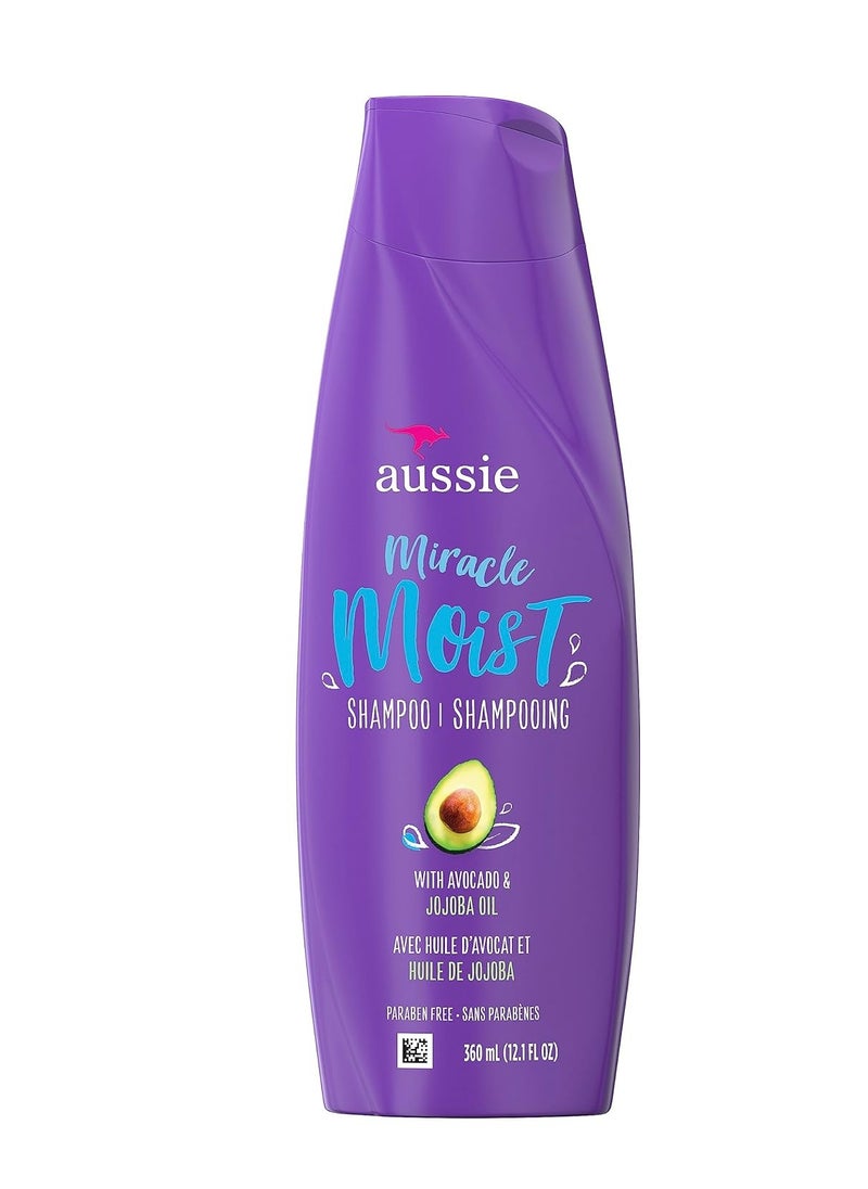 Aussie For Dry Hair Paraben Free Miracle Moist Shampoo W/Avocado & Jojoba, 12.1 Fluid Ounce