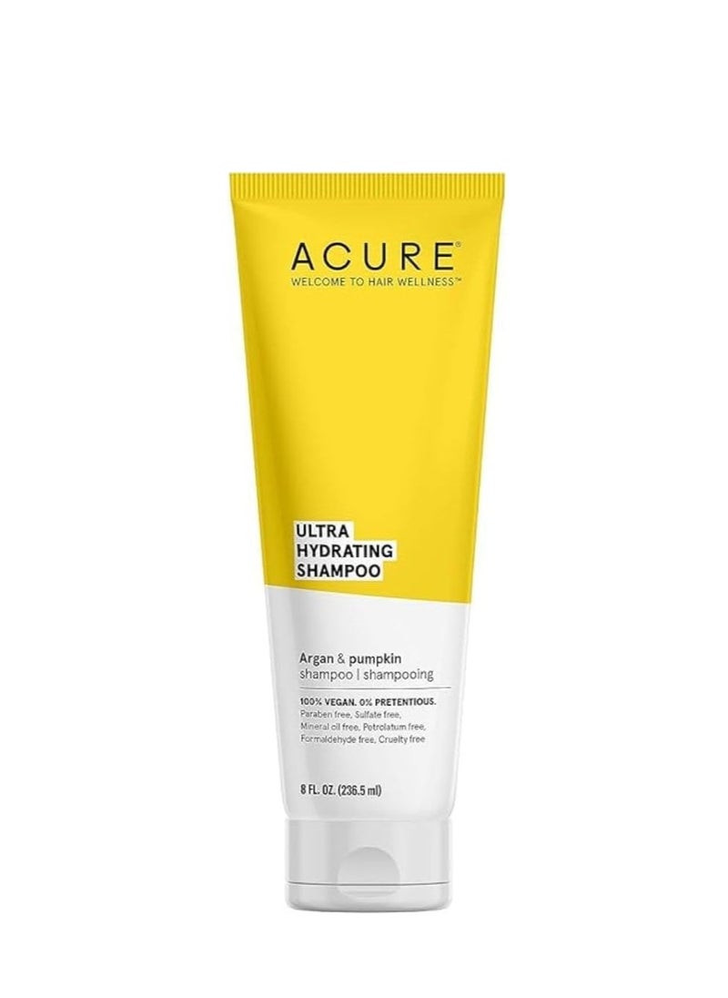 Acure Ultra Hydrating Shampoo 100% Vegan, Ultra Hydrating Moisture & Omega Fatty Acids, , Yellow Argan Oil & Pumpkin, 8 Fl Oz