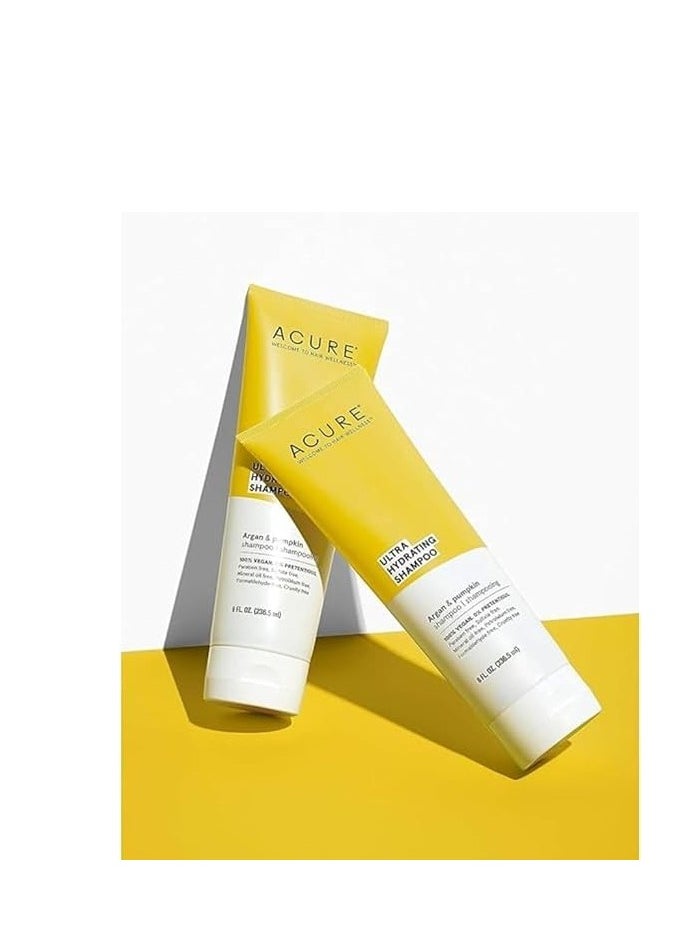 Acure Ultra Hydrating Shampoo 100% Vegan, Ultra Hydrating Moisture & Omega Fatty Acids, , Yellow Argan Oil & Pumpkin, 8 Fl Oz