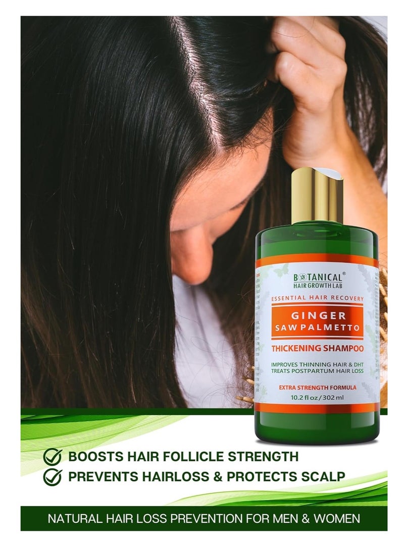 Botanical Hair Growth Ginger Saw Palmetto Shampoo Extra Strength Anti-Thinning Shampoo, Thickening Shampoo for Thinning Hair, Hair Loss Shampoo, Thickening Products For Women & Men 10.2 Fl Oz