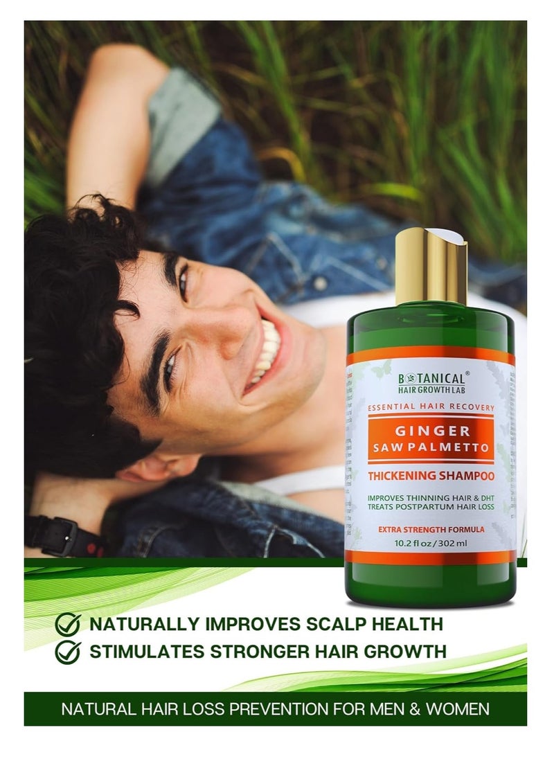 Botanical Hair Growth Ginger Saw Palmetto Shampoo Extra Strength Anti-Thinning Shampoo, Thickening Shampoo for Thinning Hair, Hair Loss Shampoo, Thickening Products For Women & Men 10.2 Fl Oz