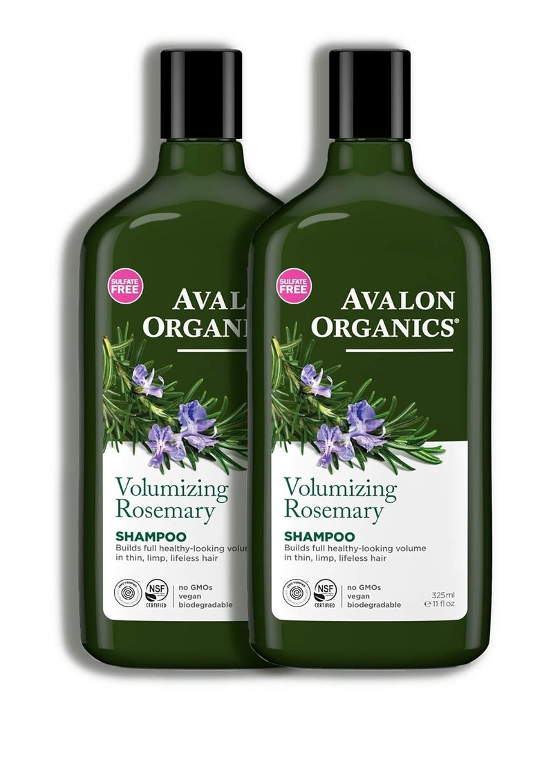 Avalon Organics Shampoo, Volumizing Rosemary, 11 Fluid Ounce (Pack of 2)