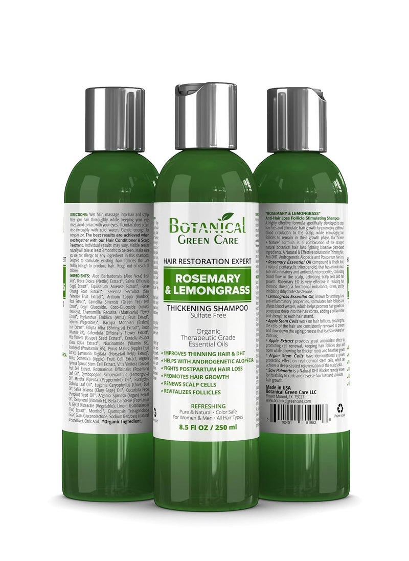 Rosemary & Lemongrass Anti-Hair Loss Shampoo - Promotes Hair Growth and Thickening for Women & Men, Suitable for Hair Growth
