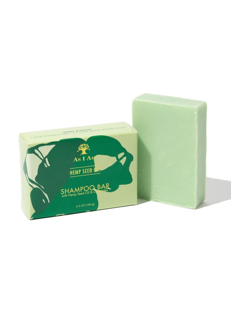 As I Am Hemp Seed Oil Shampoo Bar - 3.5 ounce - with Ceramides, Calendula, Betaine, & Safflower - Made in USA
