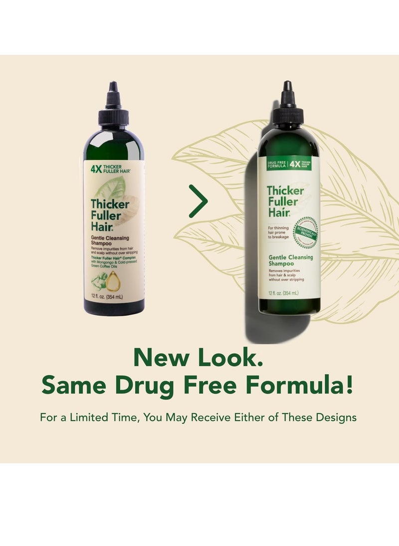 Thicker Fuller Hair Gentle Cleansing Shampoo Advanced Thickening Solution 12oz - Removes Impurities, Fortifies Hair And Reduce Breakage (Pack of 2)