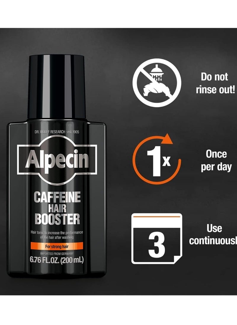 Alpecin Black Edition Caffeine Hair Booster, Scalp Tonic for Men's Thinning Hair Growth, 3-Pack