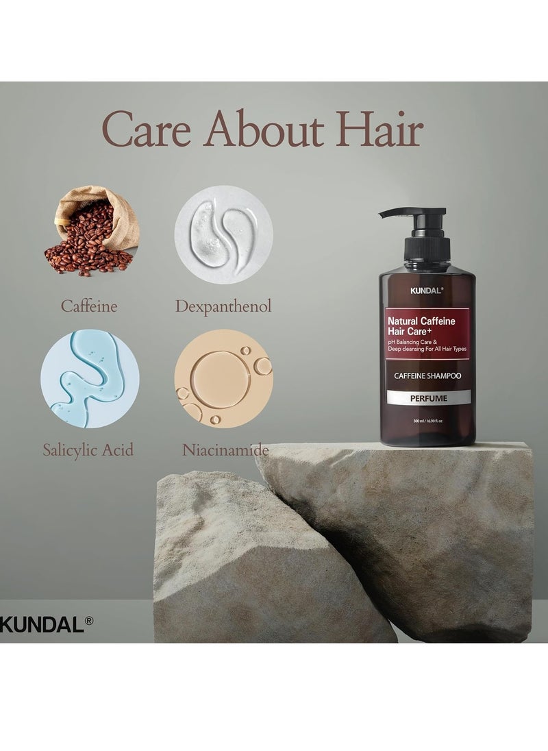 KUNDAL Natural Caffeine Scalp Shampoo [Cherry Blossom] Korean Hair Care, Biotin Infused, Deep Cleansing, Scalp Care, For Thinning Hair, All Hair Types, For Men and Women 16.9Fl Oz