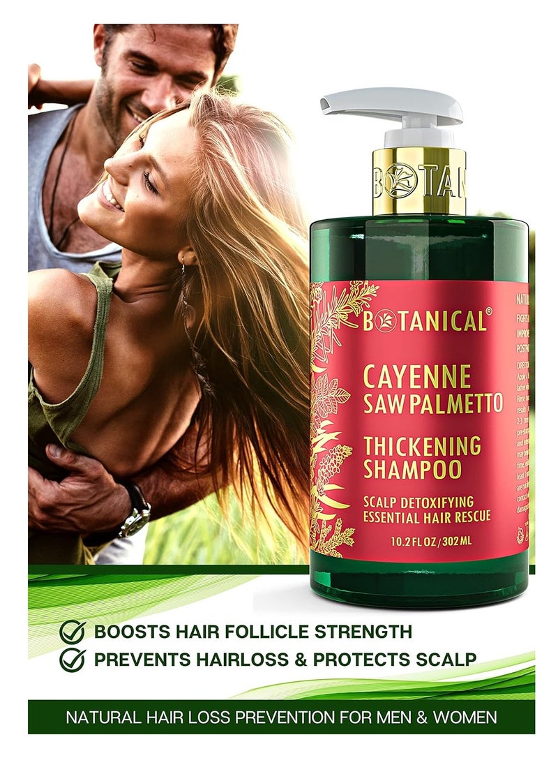 Botanical Hair Growth Shampoo 'Scalp Detox' - Anti-Thinning, Thickening Formula with Cayenne and Saw Palmetto for Hair Loss in Women & Men, 10.2 Fl Oz
