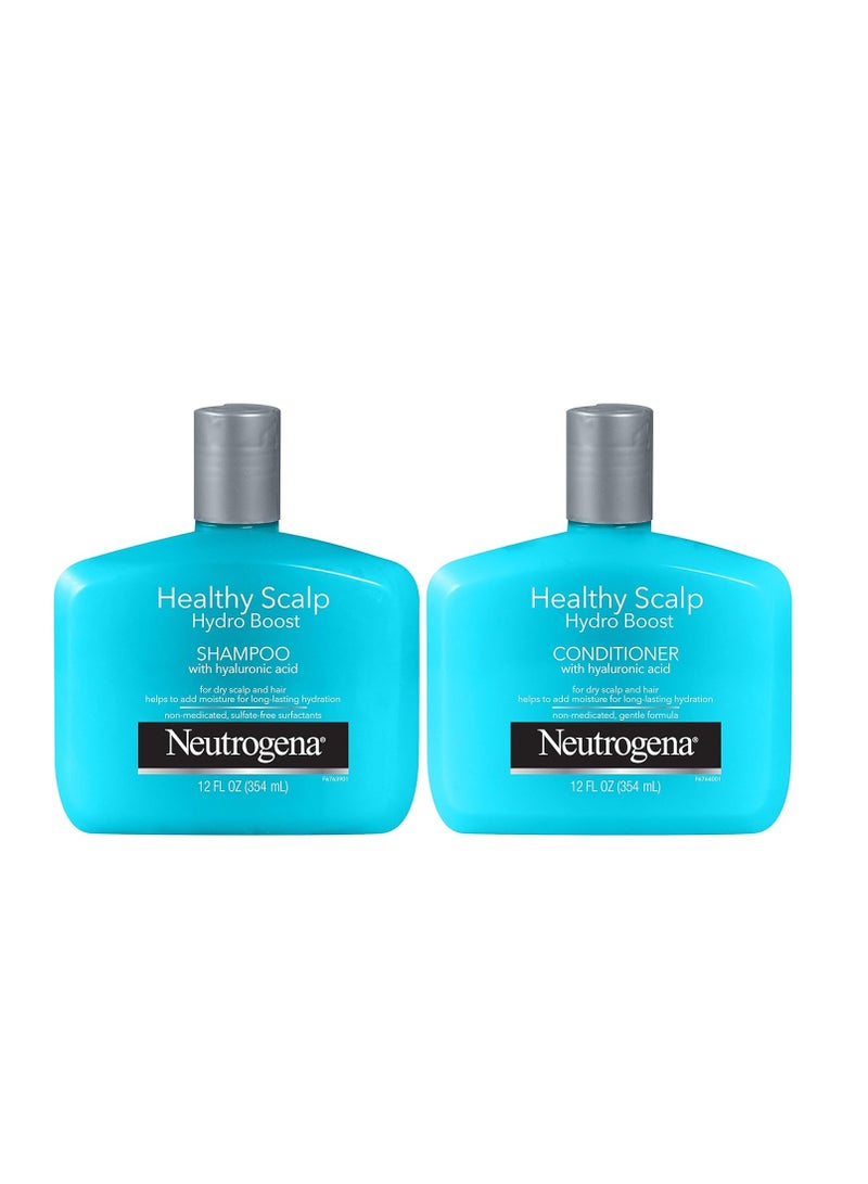Neutrogena Moisturizing Healthy Scalp Hydro Boost Shampoo & Conditioner for Dry Hair and Scalp, with Hydrating Hyaluronic Acid, pH-Balanced, Paraben & Phthalate-Free, Color-Safe, 12 Fl Oz
