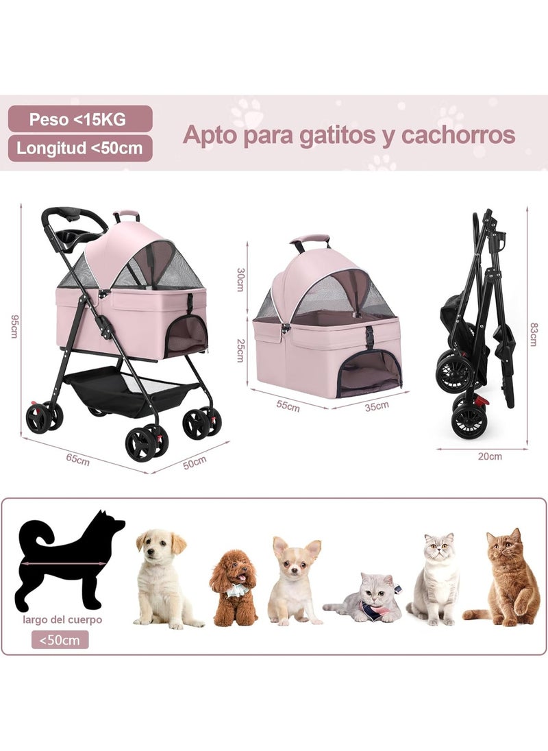 Pet Stroller for Cats/Dogs,Separable Dog Strollers for Small Medium Dogs Within 20kg,Pet Gear No-Zip Dog Prams Pushchairs