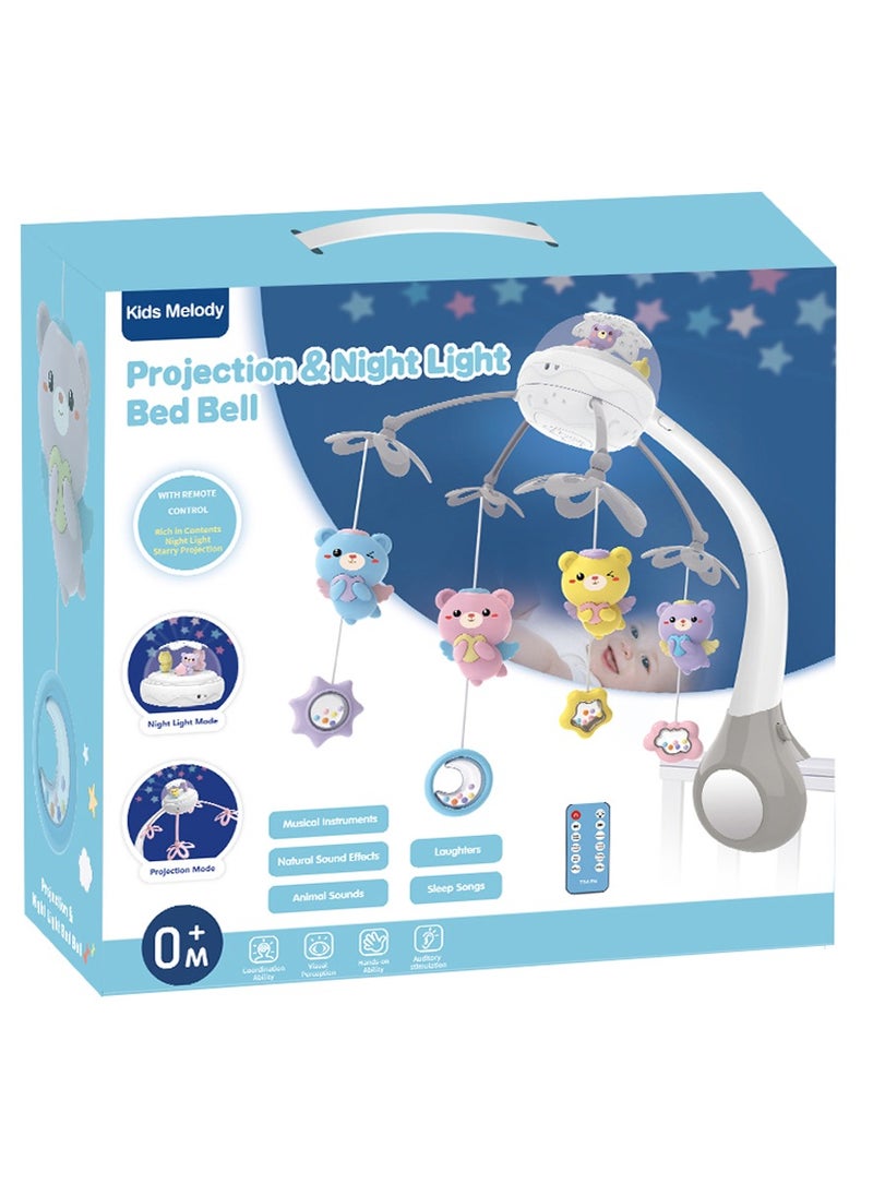 Projection Night Light Baby Bed Bell – Macaron Pink Blue – USB Rechargeable with Upgrade Large Holder