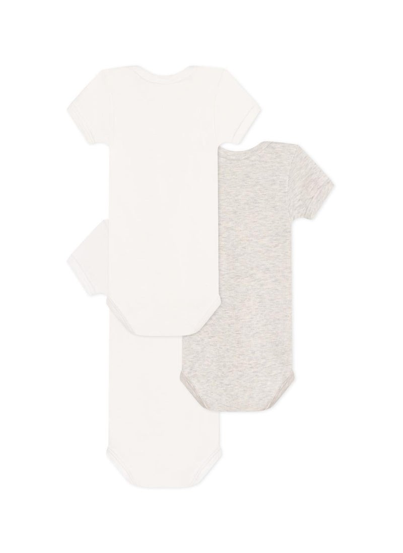 Set of 3 baby cotton short-sleeved bodysuits