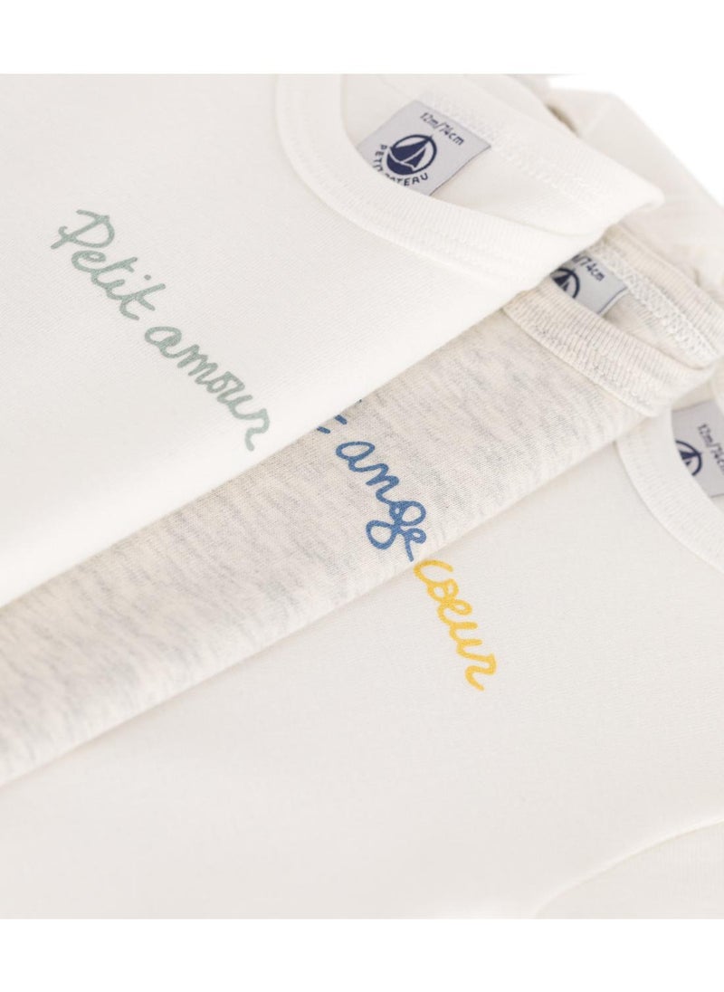 Set of 3 baby cotton short-sleeved bodysuits