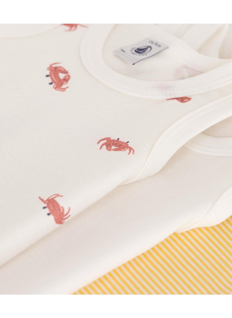 Babies' sleeveless crab pattern cotton bodysuits - 3-Pack