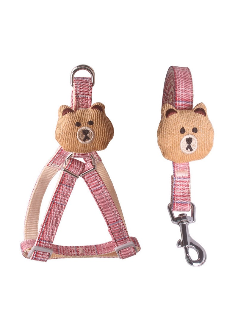 Pet Dog Rope Adjustable Shoulder Strap Pet Harness, Cartoon Anti-breakaway Vest-style Leash for Small and Medium Dogs, Suitable for Cats and Small Dogs, 1.0*120cm (Red)