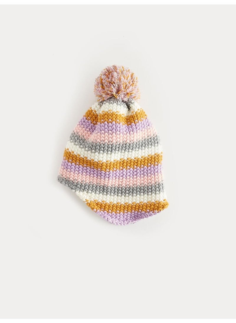 Pompom Baby Girl Beanie