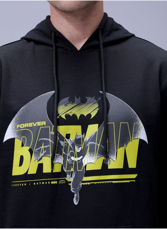 Men Regular Fit Batman Overhead Hooded Sweatshirt
