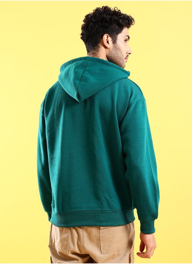 Men Regular Fit Solid Overhead Hooded Sweatshirt