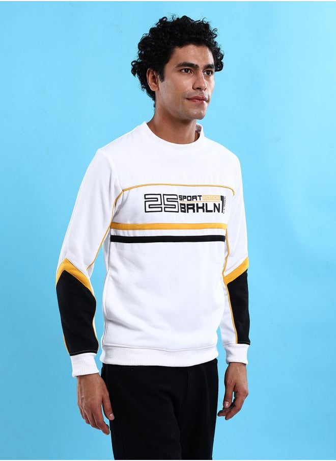 Men Regular Fit Colourblocked Crew Neck Overhead Sweatshirt