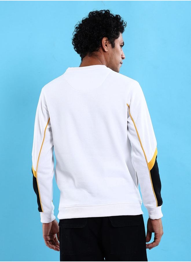 Men Regular Fit Colourblocked Crew Neck Overhead Sweatshirt