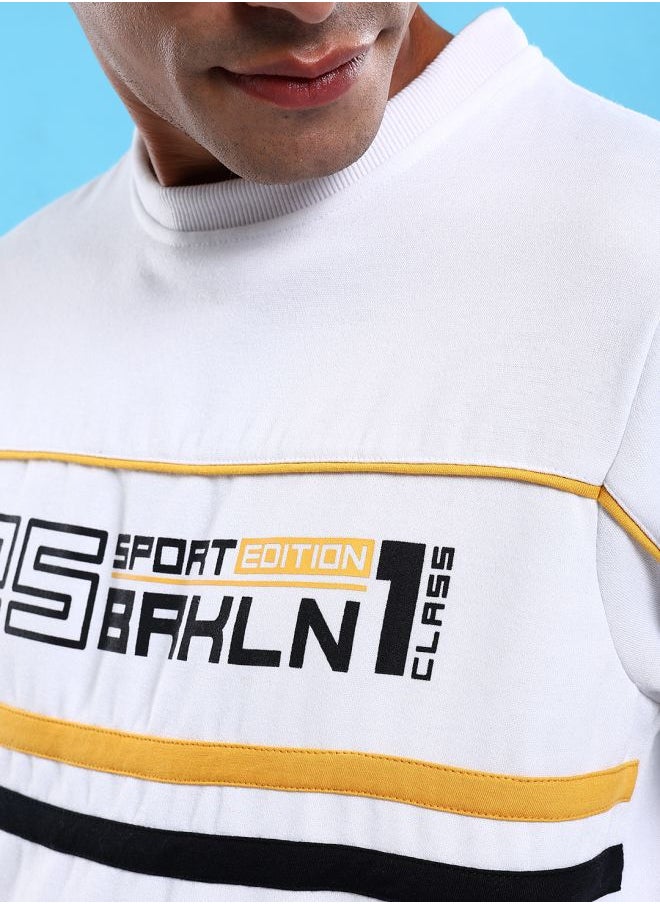 Men Regular Fit Colourblocked Crew Neck Overhead Sweatshirt