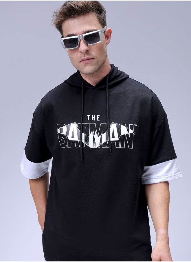 Men Oversized Batman Overhead Hooded Sweatshirt