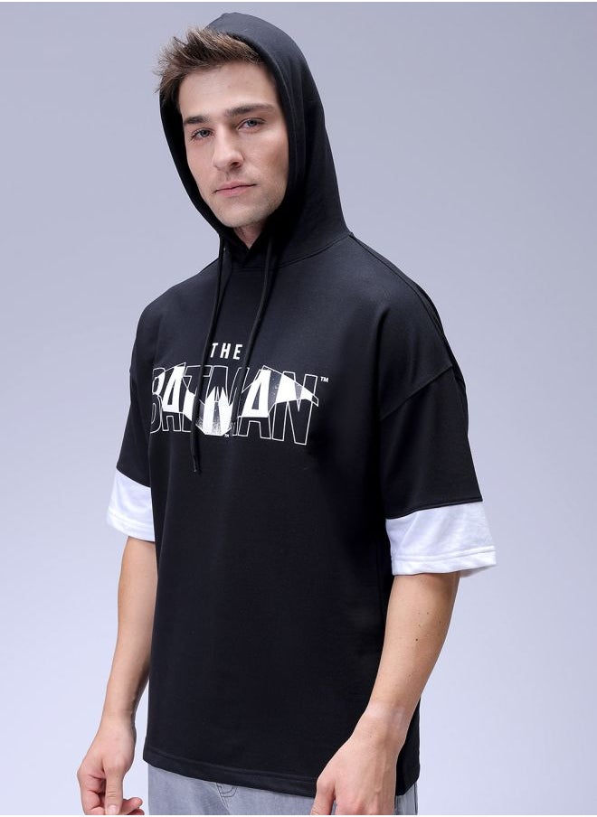 Men Oversized Batman Overhead Hooded Sweatshirt