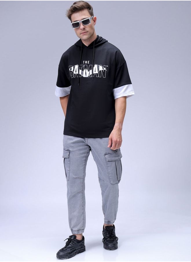 Men Oversized Batman Overhead Hooded Sweatshirt