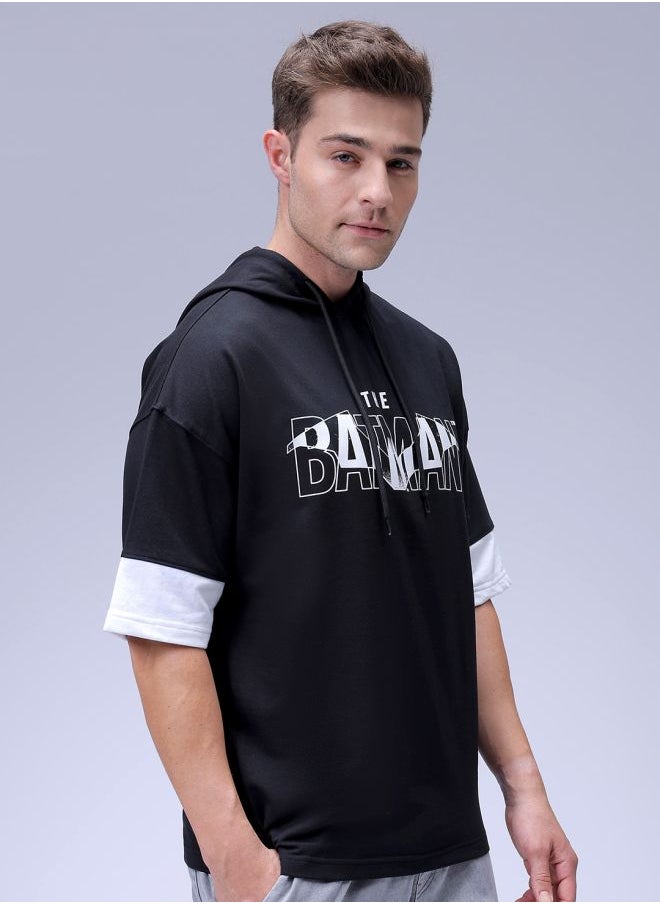 Men Oversized Batman Overhead Hooded Sweatshirt