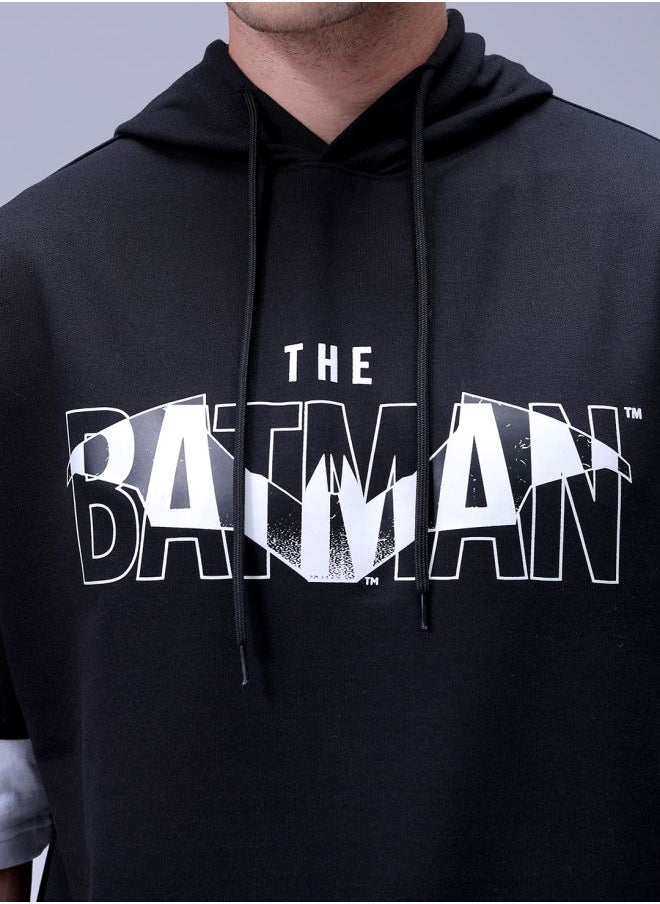 Men Oversized Batman Overhead Hooded Sweatshirt