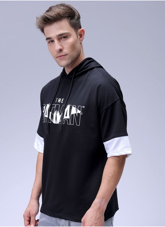 Men Oversized Batman Overhead Hooded Sweatshirt