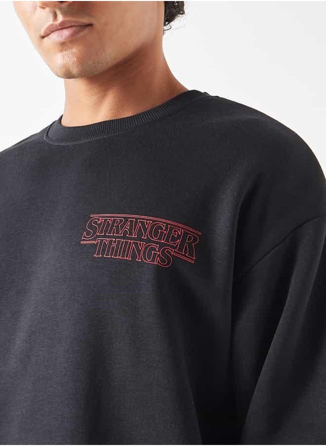 Stranger Things Print Sweatshirt with Long Sleeves