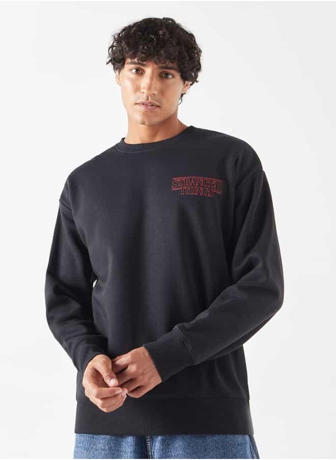 Stranger Things Print Sweatshirt with Long Sleeves
