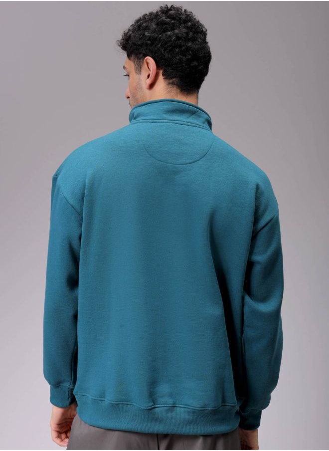 Men Relaxed Fit Solid High neck Overhead High Neck Sweatshirt