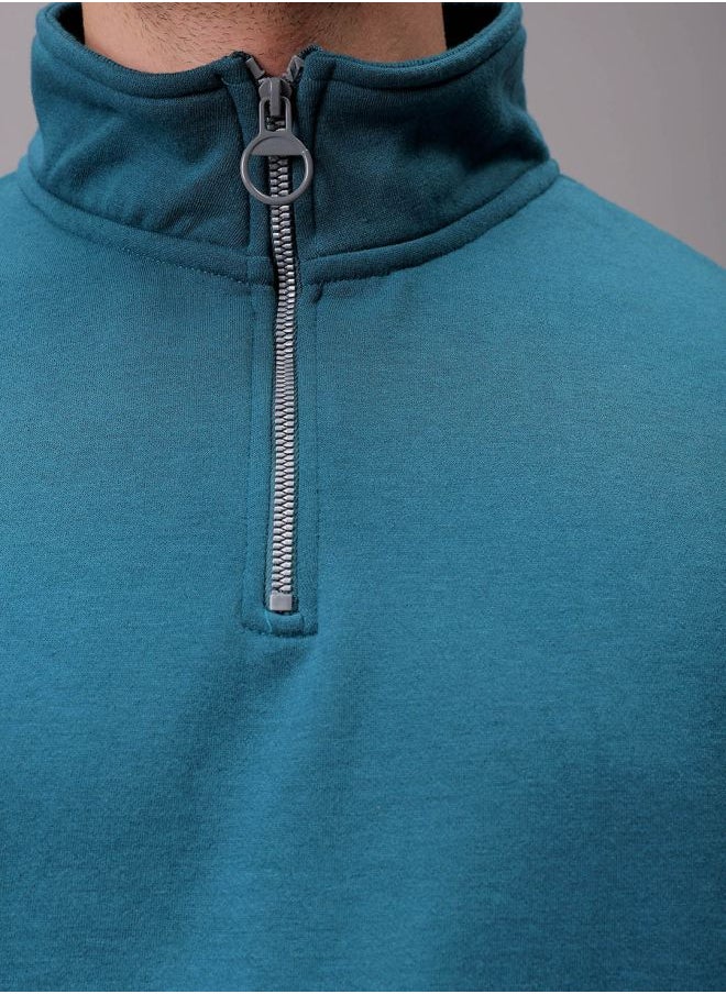 Men Relaxed Fit Solid High neck Overhead High Neck Sweatshirt