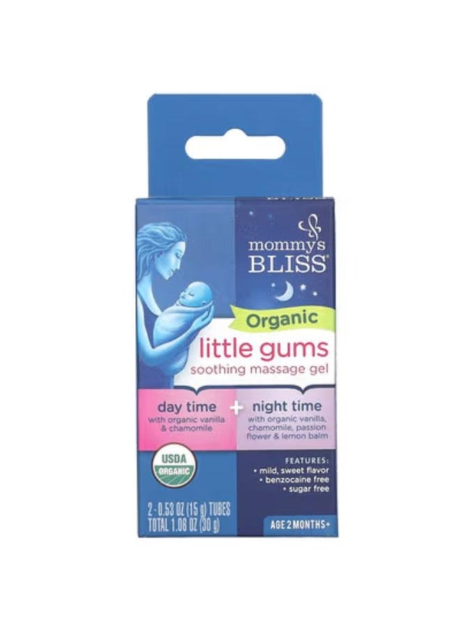 Organic, Little Gums Soothing Massage Gel, Day/Night Pack, Age 2 Months+, 2 Tubes , 0.53 oz (15 g)