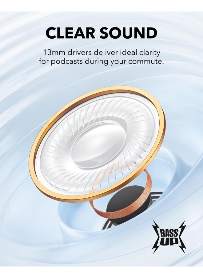 Soundcore K20i by Anker, Semi-in-Ear Earbuds, Bluetooth Wireless, 36H Playtime, Fast Charge, Clear Sound, Comfortable Fit, ENC 2-Mic Clear Calls, Custom EQ, IPX5, Bluetooth 5.3, App Control White