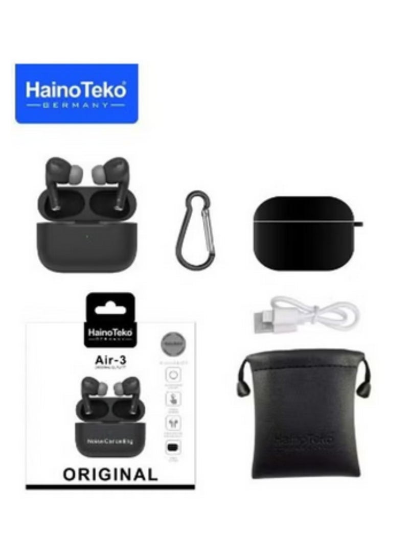 Haino Teko  Air 3 Wireless Bluetooth Earphones – High-Quality Sound, Noise Isolation, and Long Battery Life | True Wireless Earbuds for Mobiles and Tablets | Black