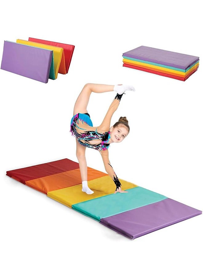 Tumbling Mat – Gymnastics Mat, Easy to Clean Gym Mat, Sturdy, Foldable Tumbling Mat for Kids, Padded, Lightweight, Portable, Carrying Han