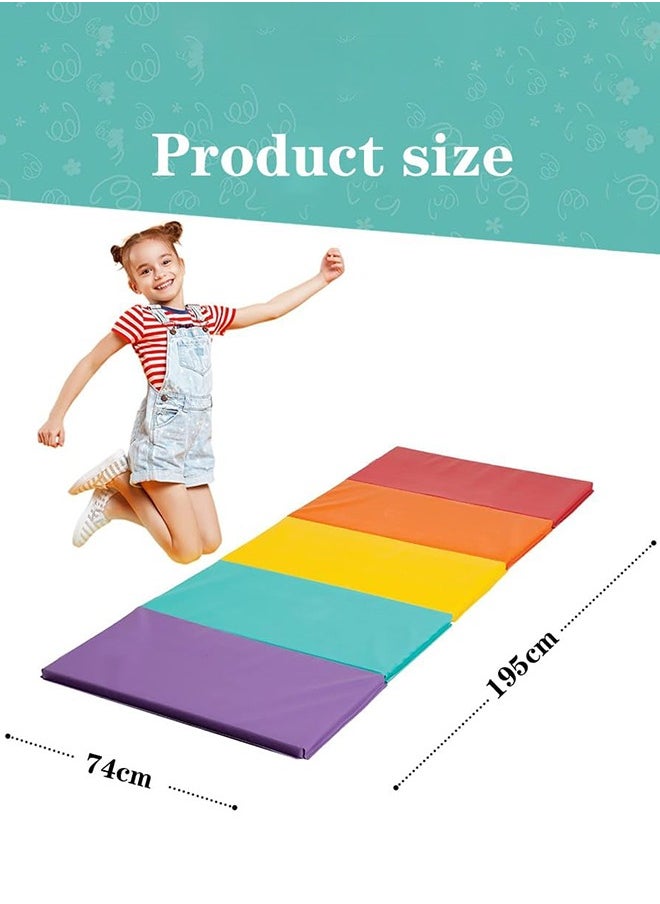 Tumbling Mat – Gymnastics Mat, Easy to Clean Gym Mat, Sturdy, Foldable Tumbling Mat for Kids, Padded, Lightweight, Portable, Carrying Han