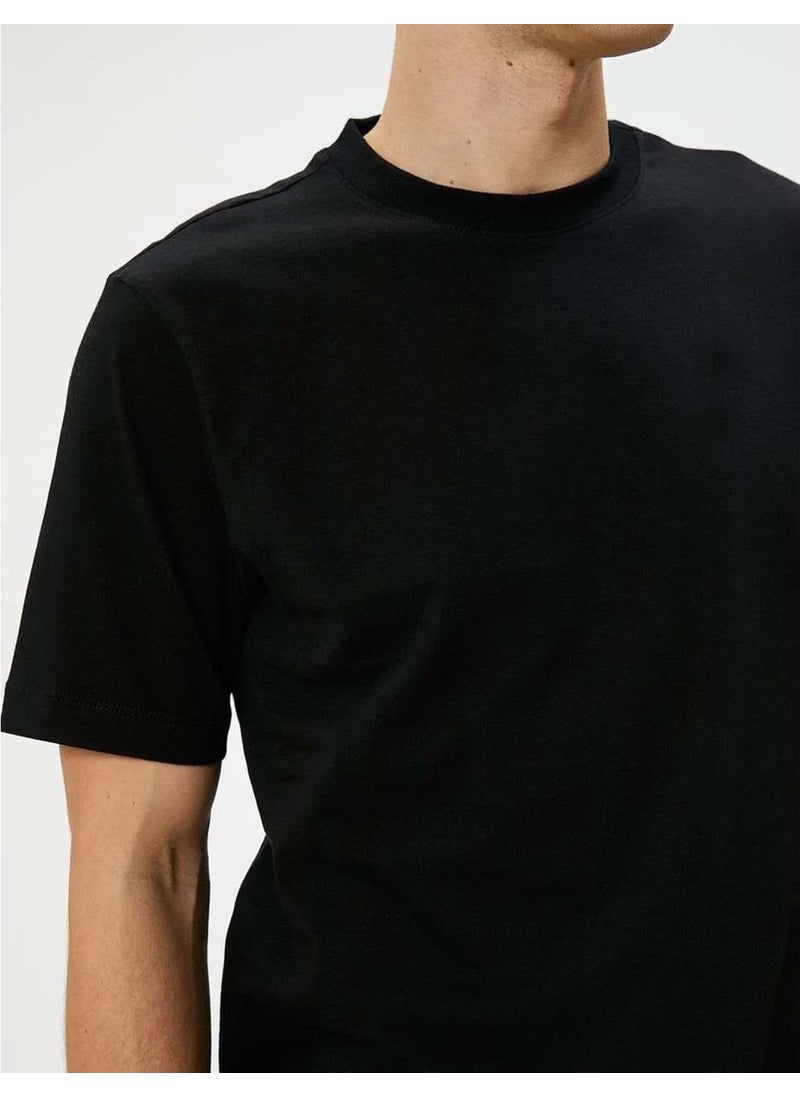 Basic T-Shirt Crew Neck Short Sleeve - - 4SAM10066HK - Black - S