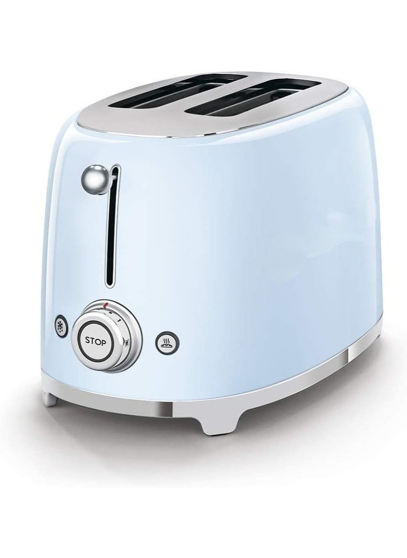 2-Slice Toaster with 6 presets and defrost function and removable crumb tray.